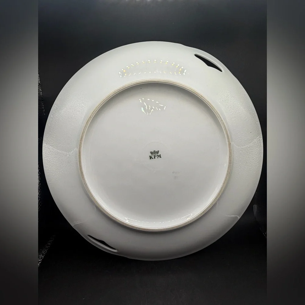 KPM Vintage Floral Gold Trim Handled Porcelain Serving Plate Platter Serveware